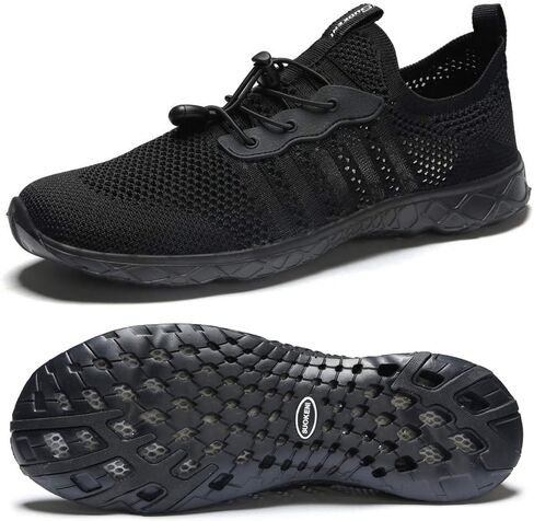 حذاء SUOKENI نسائي سريع الجفاف سهل الارتداء على الماء للشاطئ أو الرياضات المائية باللون الأسود والأبيض، المقاس: US 7/EU 38 in Kuwait