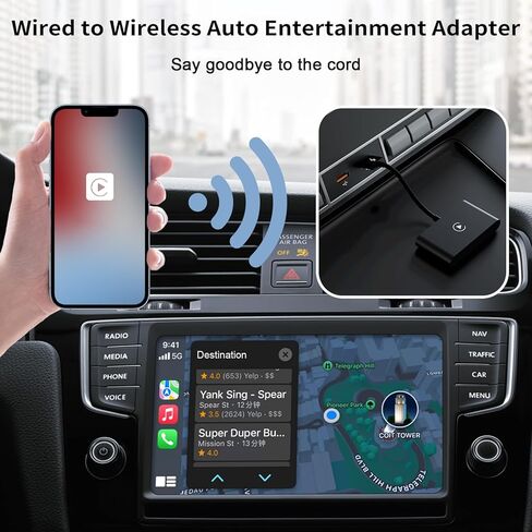 Wireless CarPlay Adapter，2024 Upgraded Wired CarPlay Convert Cars Wireless CarPlay Adapter, CarPlay Wireless Adapter, Plug & Play Instant 5GHz WiFi Connect to iPhone iOS 10+, Fit for Cars from 2016 in Saudi Arabia