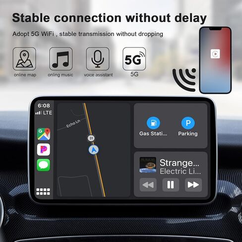 Wireless CarPlay Adapter，2024 Upgraded Wired CarPlay Convert Cars Wireless CarPlay Adapter, CarPlay Wireless Adapter, Plug & Play Instant 5GHz WiFi Connect to iPhone iOS 10+, Fit for Cars from 2016 in Saudi Arabia