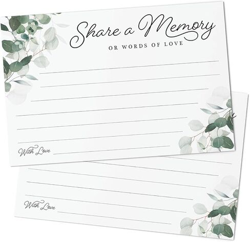 CARDAMONOLY شارك بطاقة ذاكرة للاحتفال بالحياة - 6 × 4 - عبوة من 50 - لكتاب تسجيل الدخول للجنازة من أجل الخدمة التذكارية، وكتاب ضيوف الاحتفال بالحياة، وكتاب ذاكرة التخرج in Kuwait