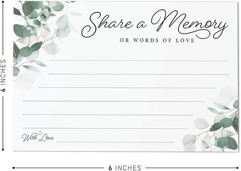 CARDAMONOLY شارك بطاقة ذاكرة للاحتفال بالحياة - 6 × 4 - عبوة من 50 - لكتاب تسجيل الدخول للجنازة من أجل الخدمة التذكارية، وكتاب ضيوف الاحتفال بالحياة، وكتاب ذاكرة التخرج in Kuwait