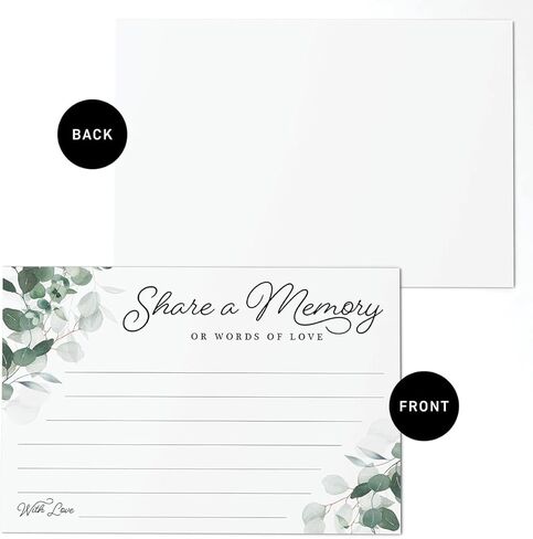 CARDAMONOLY شارك بطاقة ذاكرة للاحتفال بالحياة - 6 × 4 - عبوة من 50 - لكتاب تسجيل الدخول للجنازة من أجل الخدمة التذكارية، وكتاب ضيوف الاحتفال بالحياة، وكتاب ذاكرة التخرج in Kuwait