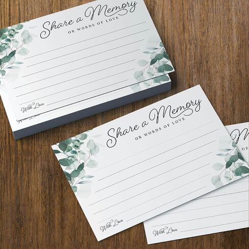 CARDAMONOLY شارك بطاقة ذاكرة للاحتفال بالحياة - 6 × 4 - عبوة من 50 - لكتاب تسجيل الدخول للجنازة من أجل الخدمة التذكارية، وكتاب ضيوف الاحتفال بالحياة، وكتاب ذاكرة التخرج in Kuwait