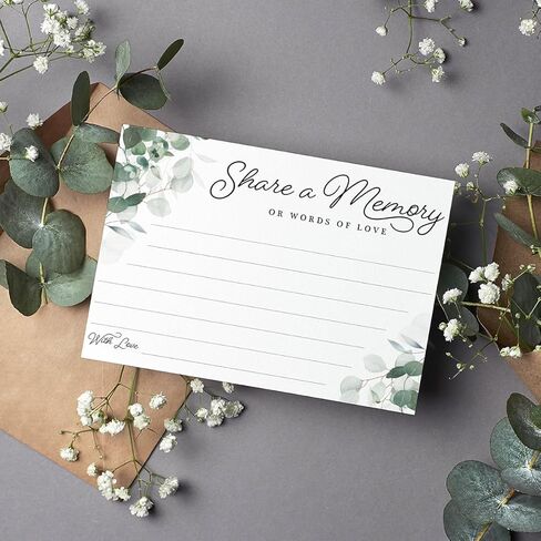 CARDAMONOLY شارك بطاقة ذاكرة للاحتفال بالحياة - 6 × 4 - عبوة من 50 - لكتاب تسجيل الدخول للجنازة من أجل الخدمة التذكارية، وكتاب ضيوف الاحتفال بالحياة، وكتاب ذاكرة التخرج in Kuwait