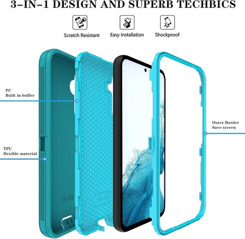 Qinmay for Samsung Galaxy A54 5G Phone Case, 3-Layer Cover, WineRedPink in Saudi Arabia