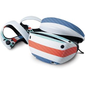 MightySkins Carbon Fiber Skin Compatible with Sony Playstation VR2 - Sailor Stripes | Protective Durable Textured Carbon Fiber Finish | Easy to Apply & Change Styles | Made in The USA