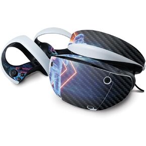 MightySkins Carbon Fiber Skin Compatible with Sony Playstation VR2 - Glow Football | Protective, Durable Textured Carbon Fiber Finish | Easy to Apply & Change Styles | Made in The USA