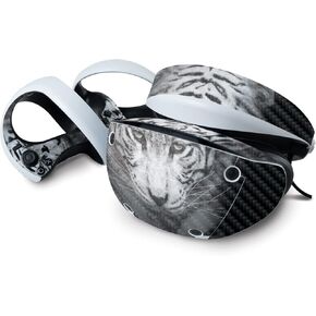 MightySkins Carbon Fiber Skin Compatible with Sony Playstation VR2 - Mono Tiger | Protective, Durable Textured Carbon Fiber Finish | Easy to Apply & Change Styles | Made in The USA