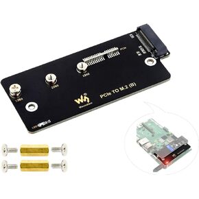 Waveshare PCIe to M.2 Adapter (B) Compatible with Raspberry Pi Compute Module 4, Supports NVMe Protocol M.2 Solid State Drive, Compatible with 2242 2260 2280, High-Speed Reading/Writing