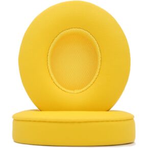 Replacement Ear Pads Compatible with Beats Solo 2.0 Solo 3.0 Wireless Headphones Soft Comfort Protein Leather Memory Foam Resilient (Yellow)