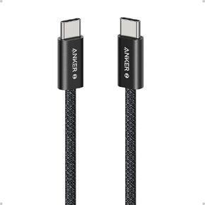 Anker Zolo USB C to USB C Cable, Braided and Dirt-Free Type C Fast Charging Cable, Slim Connector, for iPhone 16 Series, MacBook (240W) (Black, 6ft)