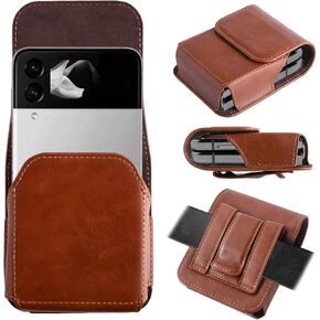 Aohcae Phone Pouch for Samsung Galaxy Z Flip 5/4/3 Case with Belt Clip, Leather Pouch with Belt Clip for Phone Holster Case for Motorola Razr Plus, Moto Razr+ 2023