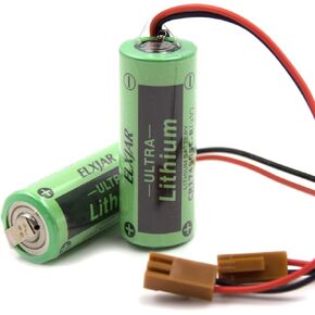 (2-Pack) 3V 2200mAh PLC Replacement Battery for SANYO CR17450SE-R A98L-0031-0012 - CR17450-17450, FANUC CNC Series Power Mate iD, PowerMate iH, 0i-B/0i-Mate-B, 15-B, 15i-A, 15i-B, 16/18-B, 16i/18i/21i
