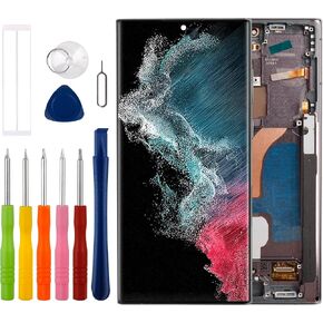[Supports Fingerprints][with Frame] New Duotipa OLED Diaplay Screen Digitizer Assembly for Galaxy S22 Ultra 5G LCD Diaplay for S908U S908A with Technical Repair Tools Kit US Version.