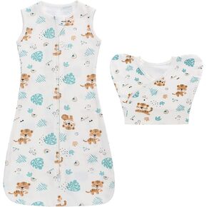 LAT Baby Sleep Sacks Breathable Cotton Swaddle Blankets Baby Transition Sleep Bag Promotes Healthy Hip Development (Tiger, 3-6 Months)