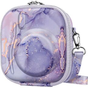 Fintie Protective Case for Fujifilm Instax Mini 12/11/Mini 99/ Mini 8/ Mini 7s/ Mini 90/ Mini 70 Instant Camera - Shockproof Hard Shell Carrying Case with Removable Adjustable Strap (Lilac Marble)