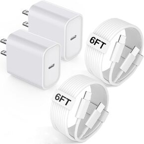 USB C Fast Charger for iPhone 15 Charger Fast Charging,2Pack 20W Type C Wall Charger Block 6FT Long USB C to C Fast Charging Cable Cord for Apple iPhone 15/15 Pro Max/15 Pro/15 Plus, iPad Pro, Air 5/4