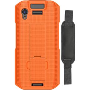 Case + Hand Strap Combo for Zebra TC21 TC26 Mobile Computer Scanner, Nakedcellphone Textured Slim Hard Shell Protector Cover with Kickstand - Bright Orange