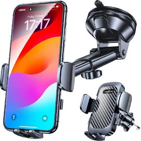 Car Phone Holder Mount【Windshield + Vent + Dash】Phone Mount for Car Windshield Dashboard Cell Phone Windshield Mount Phone Holders for Your Car【Thick Cases Friendly】Phone Car Mount for All Smartphones