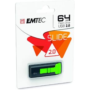 Emtec C450 Flash Drive, 64GB, Black & Green
