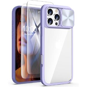 Designed for iPhone 16 Pro Max Case with Slide Camera Cover & 2pcs Screen Protector (Compatible with Magsafe), Slim Shockproof Protective Magnetic Phone Case for 16 Pro Max 6.9 inch (Clear Black)