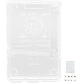 Enclosure for Raspberry Pi 4, Model B B+ ABS Heatsink Case Microcomputer Cooling Shell with Non Slip Mat(Transparent Without Fan)