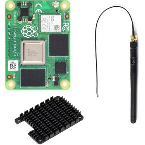 Waveshare Pi Compute Module 4 Comes with an Official Raspberry Pi CM4102016 (with Wireless, 2GB RAM, 16GB eMMC Flash), an Antenna Kit and a HEATSINK. (3 Items)