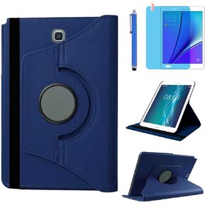 Case for Samsung Galaxy Tab A 8.0 inch 2015 (SM-T350 T351 T355 SM-P350 P355) - 360 Degree Rotating Stand Case Smart Protective Cover,with Stylus Pen,Screen Film (Black)