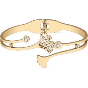Dainty 18K Gold Leaf Bracelets Bangle Stainless Steel Charm Matching Bracelets for Women Girls Gifts Leaves Jewelry