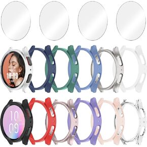 12+4 Pack Case for Samsung Galaxy Watch 7 40mm with Tempered Glass Screen Protector, Waterproof Hard PC Scratch Resistant Protective Cover Compatible with Galaxy Watch 7 40mm
