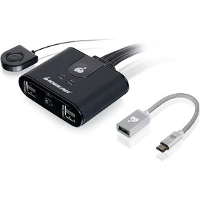 IOGEAR 4x4 USB Sharing Switch - With USB-C Adapter - Compatible MAC/PC - LED Indicates - Switch With Remote - GUS404CA1KIT