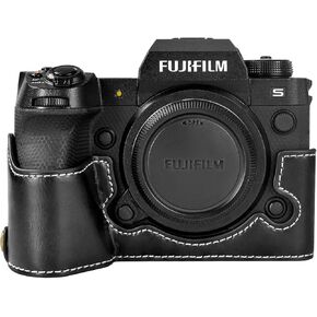 Fuji XH2S/X-H2S Case, MUZIRI KINOKOO Genuine Leather Bottom Case Compatible for Fujifilm XH2S/X-H2S Camera Half- Body Prorective Case - Coffee
