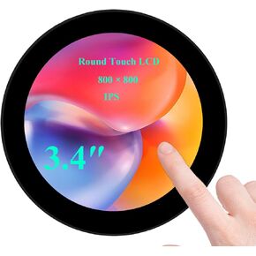 3.4inch HDMI Round TouchScreen for Raspberry Pi 5/4B/3B+/3A+/2B/B+/A+/Zero/Zero W/WH/Zero 2W, 800×800 Resolution 10-Point Capacitive Touch IPS Display,Compatible with Jetson Nano/Mini PC,Driver Free