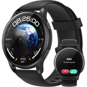 Parsonver Smart Watch for Men Women(Answer/Make Calls), 5ATM Waterproof Swimming Watch, 44mm Fitness Watch with 100+ Sports Modes, Heart Rate Sleep Monitor, Fitness Tracker for Android & iPhone, Black