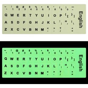 English Luminous Keyboard Stickers Glow in The Dark Language Letter Protective Film Alphabet Button Layout for Laptop PC