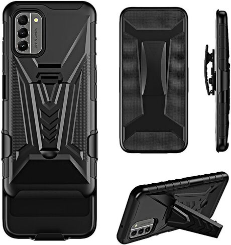 for Nokia G400 - Shockproof Phone Case w/Belt Clip Holster - VX Black in Saudi Arabia