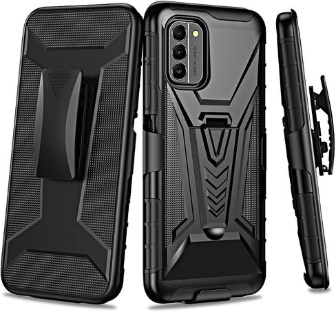 for Nokia G400 - Shockproof Phone Case w/Belt Clip Holster - VX Black in Saudi Arabia