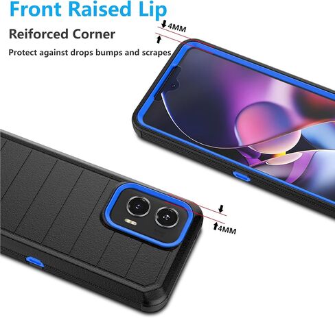 حافظة Njjex متينة لهاتف Moto G Stylus 5G 2024، حافظة لهاتف Motorola G Stylus 5G 2024 مع حافظة مشبك حزام، واقي شاشة مدمج عالي التحمل، حافظة دوارة، مسند، غطاء هاتف صلب [كحلي] in Saudi Arabia