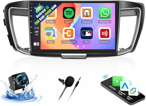 2+64G Android 13 ستيريو سيارة لهوندا أكورد 9th 2.4L 2013-2016 مع CarPlay Android Auto، 10.1 بوصة IPS شاشة لمس راديو مع وصلة مرآة GPS WiFi Bluetooth FM RDS HiFi EQ SWC + كاميرا احتياطية in Saudi Arabia