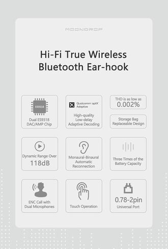 سماعة أذن Moondrop EVO Hi-Fi لاسلكية حقيقية تعمل بتقنية البلوتوث in Kuwait