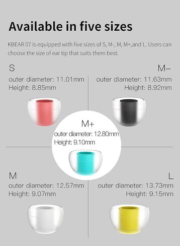 10 PCS/5 Pairs KBEAR 07 Earbud Tips Replacement Silicone Tips for Earbuds Headphones, 4.50mm-7mm Inner Nozzle in Ear Monitor Earphones Tips for KZ ZSN PRO X/ZS10 PRO/ZST/ZSN PRO/ZS10 PRO X (5 Color) in Saudi Arabia