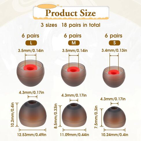 Giantree 18 Pairs Silicone Earbud Replacement Tips, S/M/L Sizes Earbud Ear Tips Replacement Ear Bud Covers Fit Most in-Ear for Earbuds(Grey) in Saudi Arabia