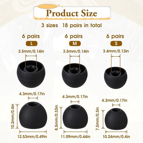 Giantree 18 زوجًا من رؤوس استبدال وسائد الأذن السيليكون، مقاسات S/M/L، أغطية وسائد أذن بديلة تناسب معظم سماعات الأذن (رمادي) in Saudi Arabia