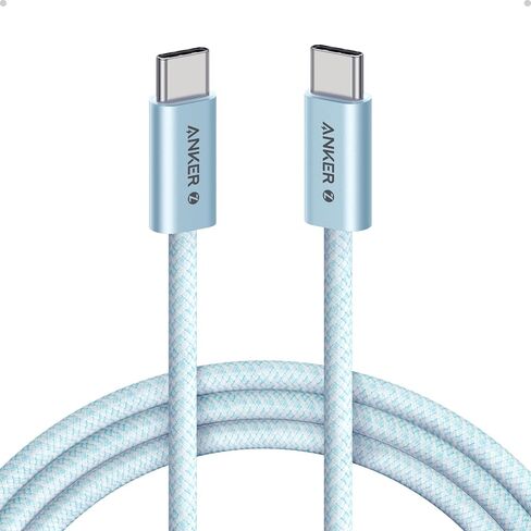 كابل Anker Zolo USB C إلى USB C، كابل شحن سريع 240 واط (6 أقدام، أبيض) | موصل رفيع مجدول وخالي من الأوساخ، لسلسلة iPhone 17 وMacBook والمزيد in Kuwait