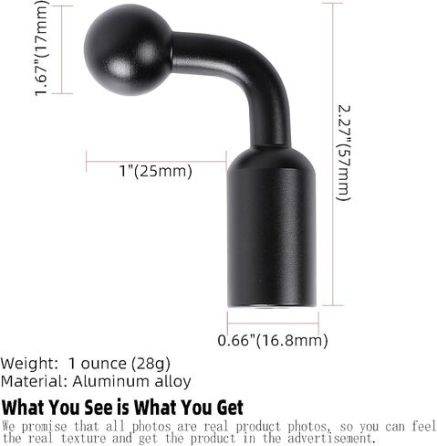 محول تركيب كروي عمودي من سبائك الألومنيوم 1/4 بوصة إلى 17 مم، محول تركيب كروي 17 مم يستخدم لتثبيت مشابك الكمبيوتر اللوحي ومشابك الهاتف على حامل ثلاثي القوائم أو عصا سيلفي (أسود) in Kuwait