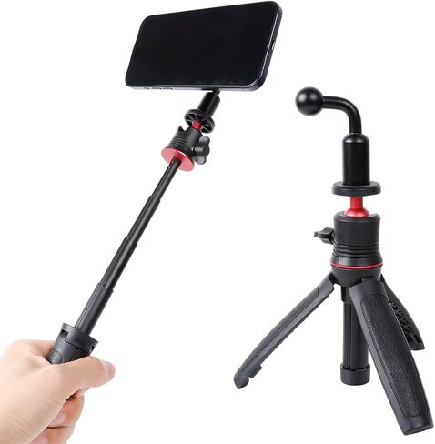 محول تركيب كروي عمودي من سبائك الألومنيوم 1/4 بوصة إلى 17 مم، محول تركيب كروي 17 مم يستخدم لتثبيت مشابك الكمبيوتر اللوحي ومشابك الهاتف على حامل ثلاثي القوائم أو عصا سيلفي (أسود) in Kuwait