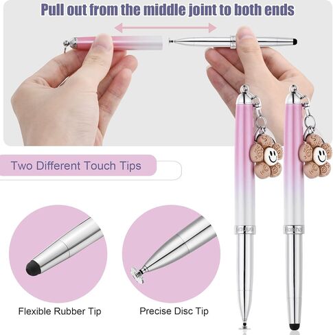 Capacitive Stylus Pen, Honiha 3-in-1 High Precision Stylus Pens for Touch Screens, Disc & Rubber Tip Universal Touch Screen Pen for iPhone/iPad/Android/Tablet and All Capacitive Touch Screens, Pink in Kuwait