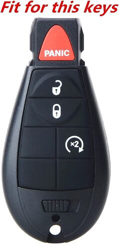 Leather for IYZ-C01C Chrysler 300 Town & Country Dodge Challenger Durango Grand Caravan Journey Magnum Ram 1500 2500 3500 Jeep Grand Cherokee 4 Buttons Key Fob Case Cover Chain in Saudi Arabia