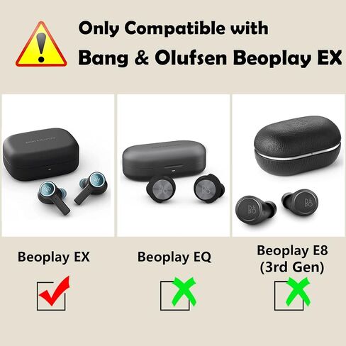 [2 Pack] easyBee Case Compatible with Beoplay EX Earbuds Charging Cover, with 2 Keychain and 2 Anti-Lost Strap, Soft Liquid Silicone Ultra Thin Shockproof Protective Kit - Black Blue in Saudi Arabia