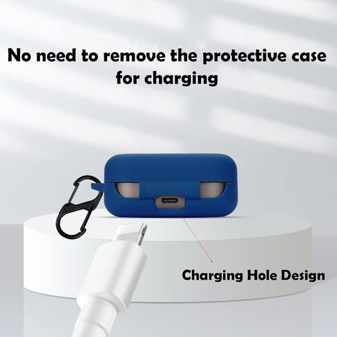 [2 Pack] easyBee Case Compatible with Beoplay EX Earbuds Charging Cover, with 2 Keychain and 2 Anti-Lost Strap, Soft Liquid Silicone Ultra Thin Shockproof Protective Kit - Black Blue in Saudi Arabia